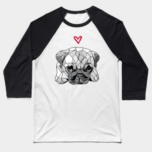 Sketchy Geometric Baby Pug Puppy Baseball T-Shirt